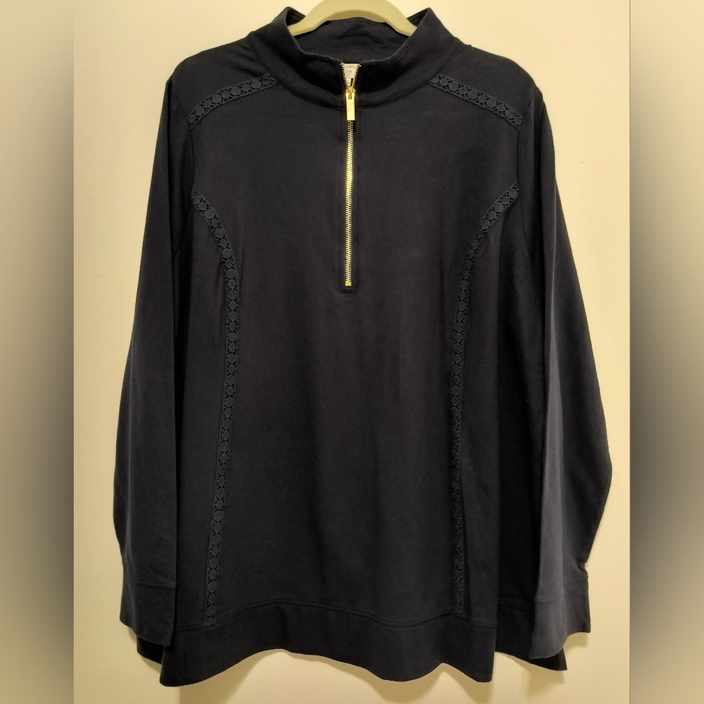 NWT Women's Crown & Ivy Blue Zip Up Top XXXL